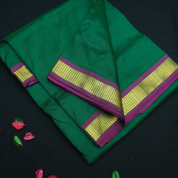 Bottle Green Kanchipuram Silk Saree - 9 Yard Saree - Vivaaha Silks & Sarees