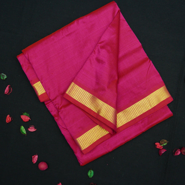 Pink Kanchipuram Silk Saree - 9 Yard Saree - Vivaaha Silks & Sarees