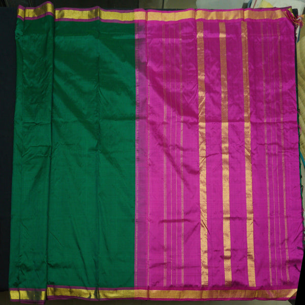 Bottle Green Kanchipuram Silk Saree - 9 Yard Saree - Vivaaha Silks & Sarees