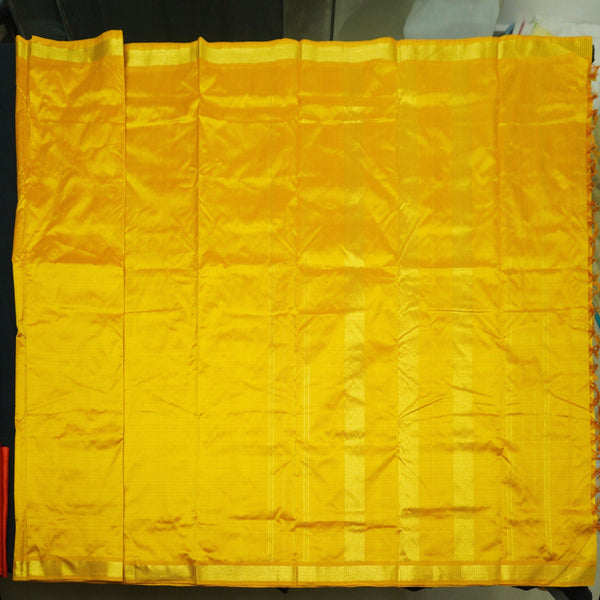 Mustard Yellow Kanchipuram Silk Saree - 9 Yard Saree - Vivaaha Silks & Sarees