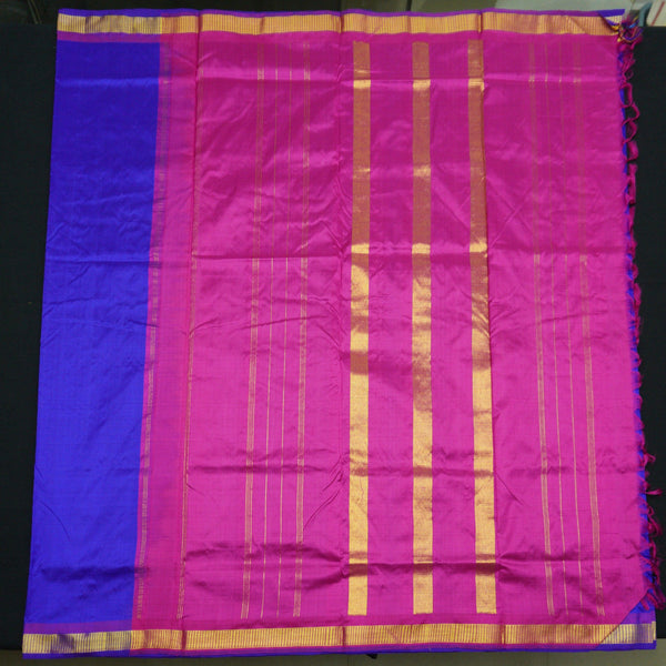 10-Yard Kanchipuram Silk Saree in Blue Color - Madisar - Vivaaha Silks & Sarees