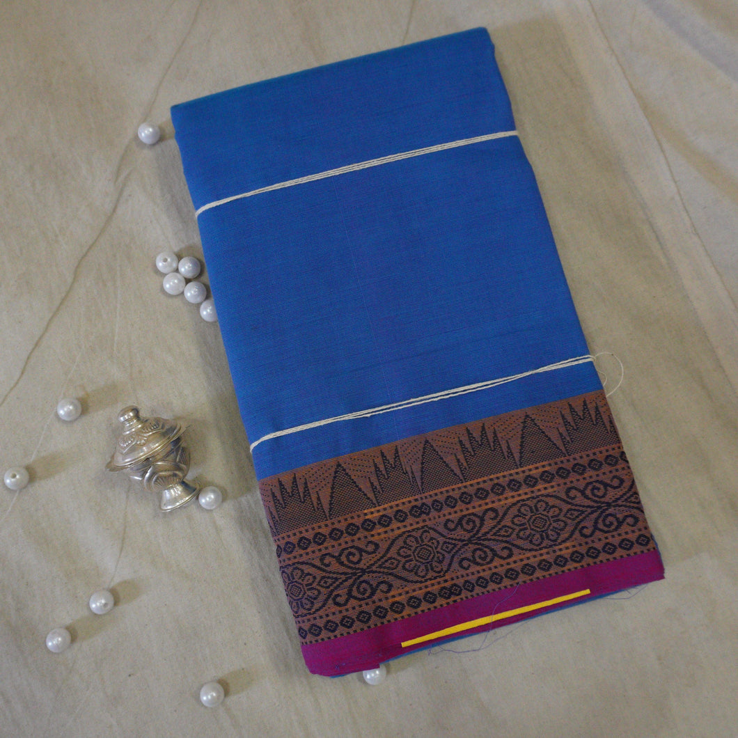 Blue Traditional Kanchi Cotton Saree - Vivaaha Silks & Sarees