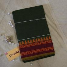 Load image into Gallery viewer, Bottle Green Kanchi Cotton Saree
