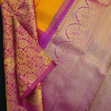 Load image into Gallery viewer, Half &amp; Half Kanchipuram Silk Saree in Mango Yellow with Jaquard design
