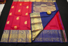 Load image into Gallery viewer, Kanchipuram Silk Saree in Red with Contrast Korvai Border in Gold Zari - Vivaaha Silks &amp; Sarees
