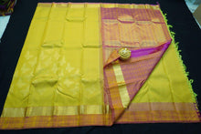 Load image into Gallery viewer, Traditional Kanchipuram Silk Saree in Lemon Yellow Color with Embossed Fancy Design - Vivaaha Silks &amp; Sarees
