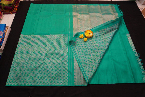 Half & Half Kanchipuram Silk Saree in Teal Blue 