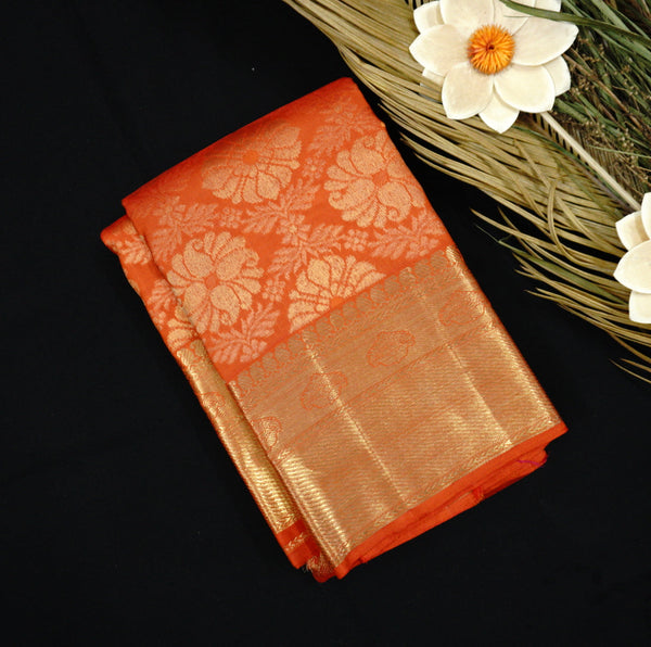 Chilli Red Bridal Kanchipuram Silk Saree