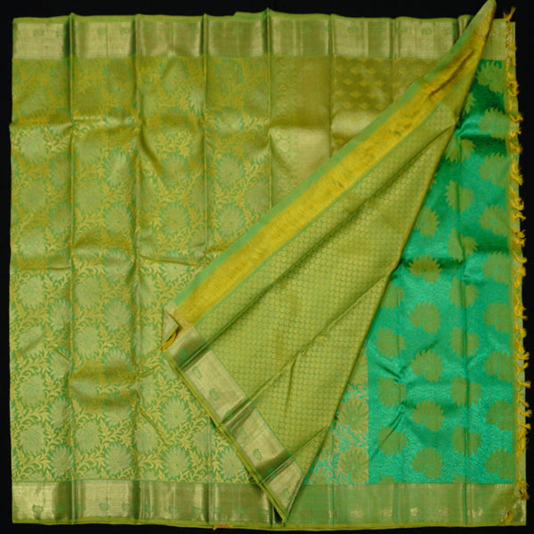 Sheen Green Bridal Kanchipuram Pure Zari Silk Saree