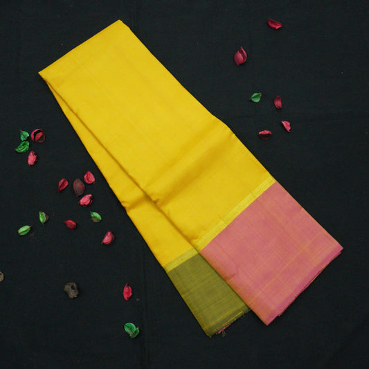 Mango Yellow Muppagam Kanchipuram Silk Sari - Vivaaha Silks & Sarees