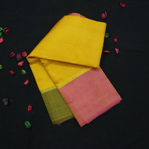 Mango Yellow Muppagam Kanchipuram Silk Sari