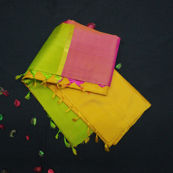 Pink Mubbagam Kanjivaram Silk Saree - LightWeight - Vivaaha Silks & Sarees