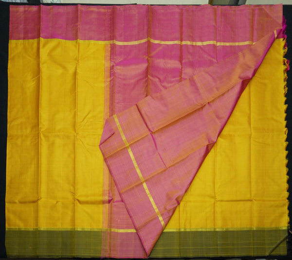 Mango Yellow Muppagam Kanchipuram Silk Sari