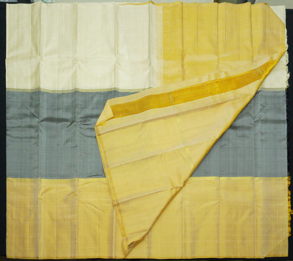 Gray Mubbagam Kanchipuram Silk Sari