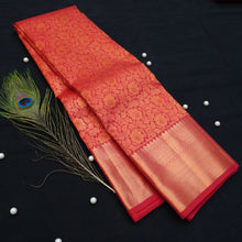 Load image into Gallery viewer, Tomato Red in Copper Zari Bridal Kanchipuram Silk Saree
