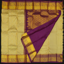 Load image into Gallery viewer, Ivory White Kancheepuram Silk Saree with Purple Korvai Border
