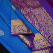 Load image into Gallery viewer, Azure Blue Pure Kanchipuram Silk Saree
