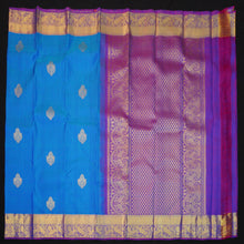 Load image into Gallery viewer, Azure Blue Pure Kanchipuram Silk Saree
