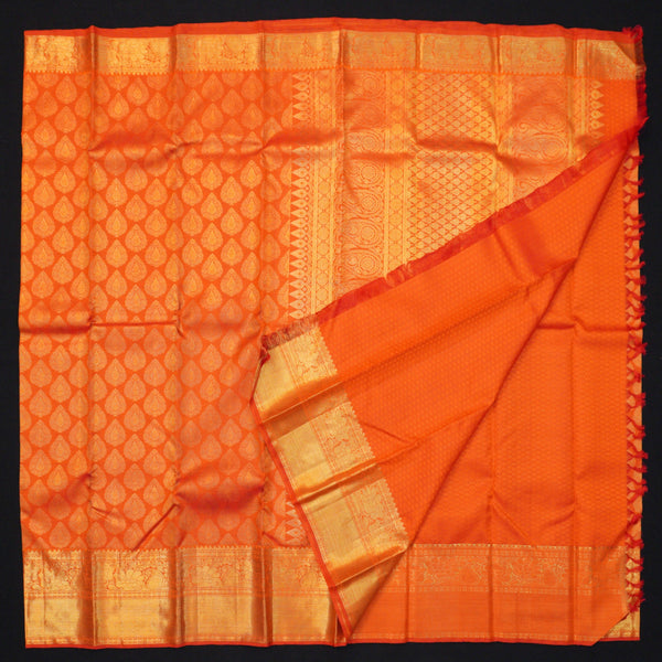 Orange Bridal Kanchipuram Silk Saree
