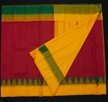 Load image into Gallery viewer, Cherry Red Kanchipuram Silk Saree Ganga Jamuna Border
