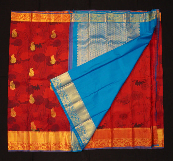 Maroon Printed Kanchipuram Silk Saree