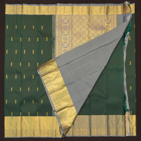 Bottle Green Traditional Kanchipuram Silk Saree