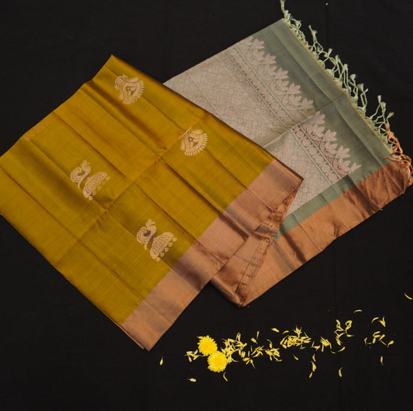Mehndi Kanchipuram Soft Silk Saree