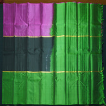 Load image into Gallery viewer, Green and Black Mubbgam Kanchipuram Silk Saree
