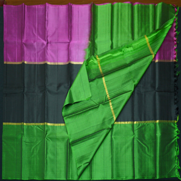 Green and Black Mubbgam Kanchipuram Silk Saree