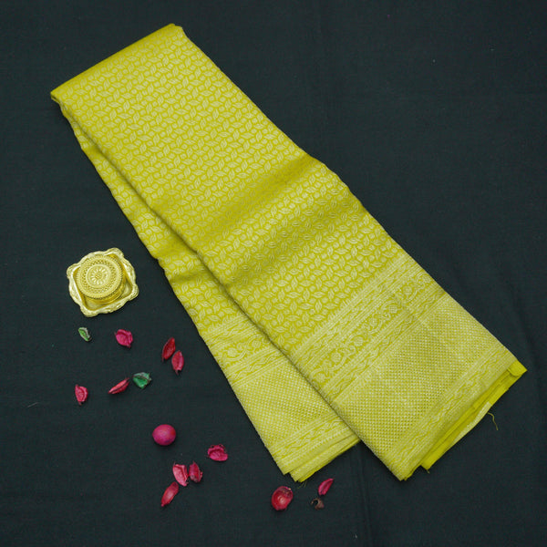 Lemon Green Kanchipuram Silk Saree Self Jacquard - Vivaaha Silks & Sarees