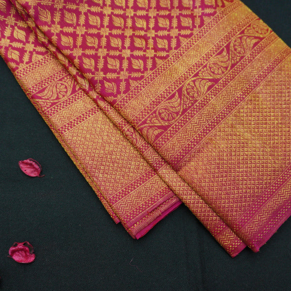 Rani Pink Kanchipuram Silk Saree Self Jacquard - Vivaaha Silks & Sarees