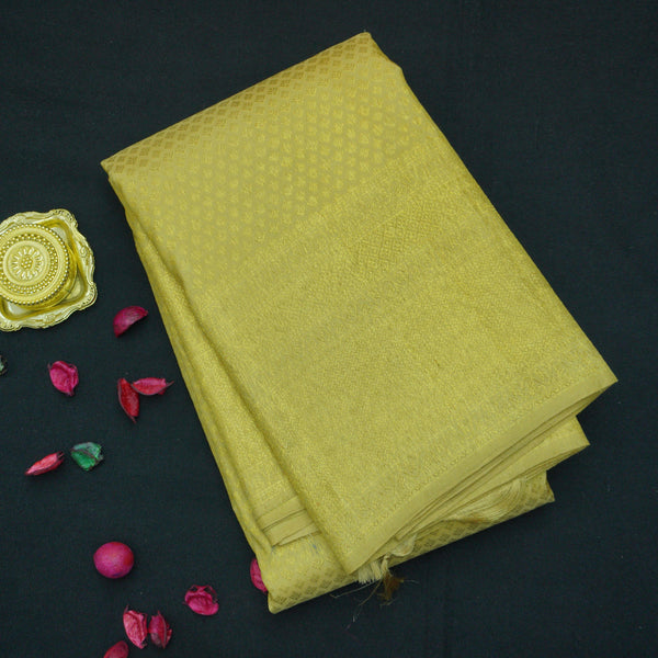Sandal Gold Color Kanchipuram Silk Saree Self Jacquard - Vivaaha Silks & Sarees