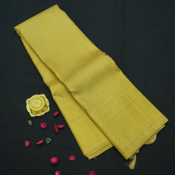 Sandal Gold Color Kanchipuram Silk Saree Self Jacquard - Vivaaha Silks & Sarees