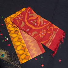 Load image into Gallery viewer, Ikat Design Pochampally SICO Saree in Mustard Yellow with Red Pallu
