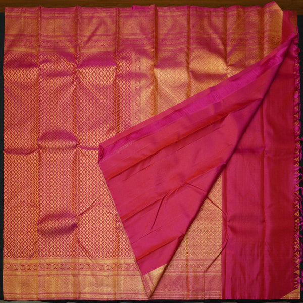 Rani Pink Kanchipuram Silk Saree Self Jacquard - Vivaaha Silks & Sarees