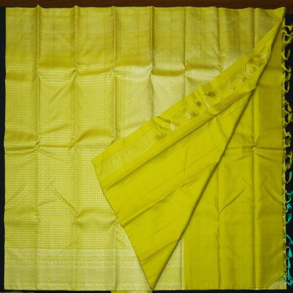 Lemon Green Kanchipuram Silk Saree Self Jacquard - Vivaaha Silks & Sarees