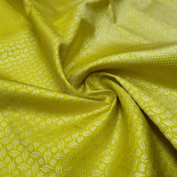 Lemon Green Kanchipuram Silk Saree Self Jacquard - Vivaaha Silks & Sarees