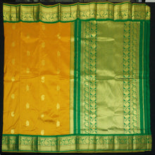 Load image into Gallery viewer, Mustard Yellow with Green Border Kanchipuram Silk Saree
