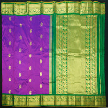 Load image into Gallery viewer, Purple with Green Border Kanchipuram Silk Saree
