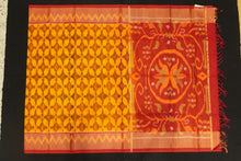 Load image into Gallery viewer, Ikat Design Pochampally SICO Saree in Mustard Yellow with Red Pallu
