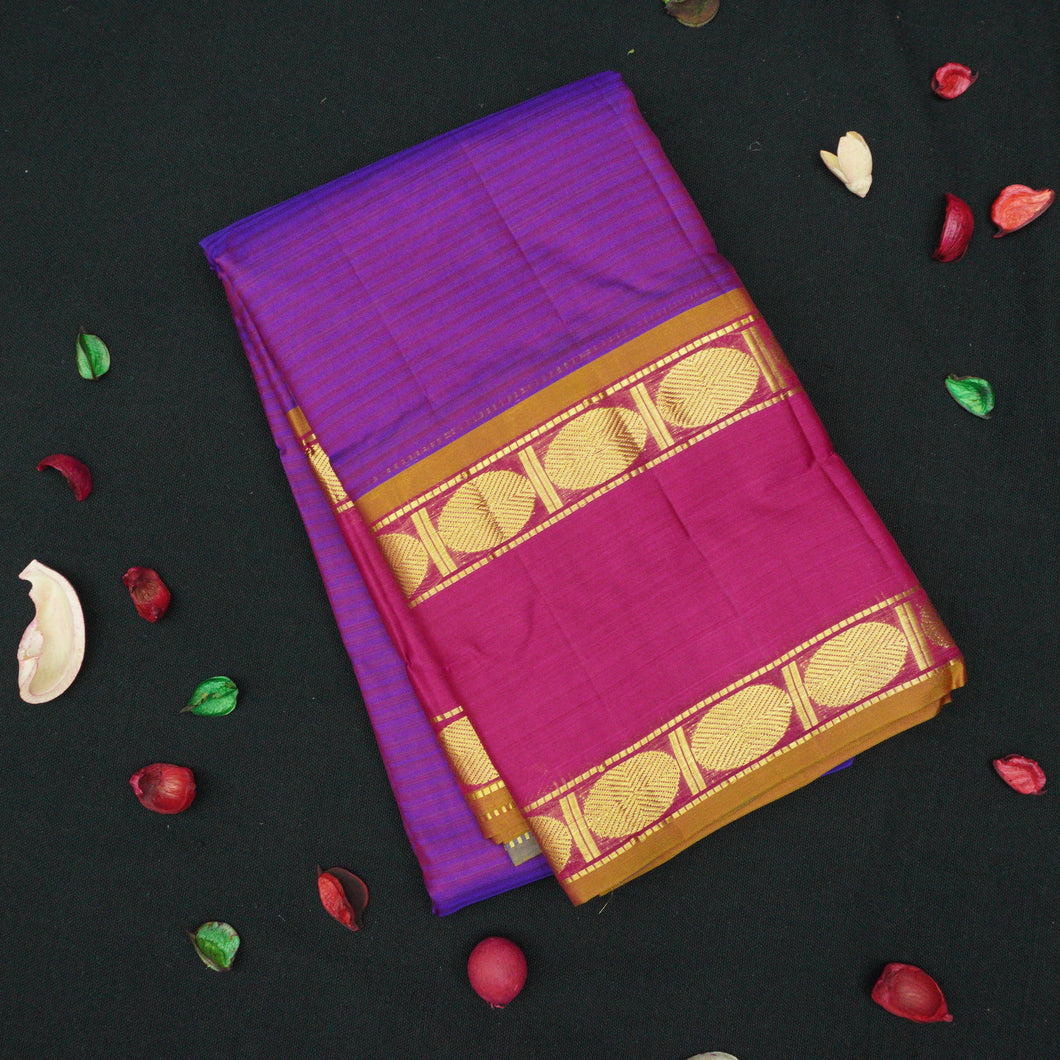 Purple Kanjivaram Silk Saree with Retta Pettu Border Lightweight Silk Saree