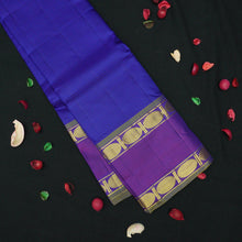 Load image into Gallery viewer, MS Blue Kanjivaram Silk Saree with Retta Pettu Border - Lightweight Silk Saree
