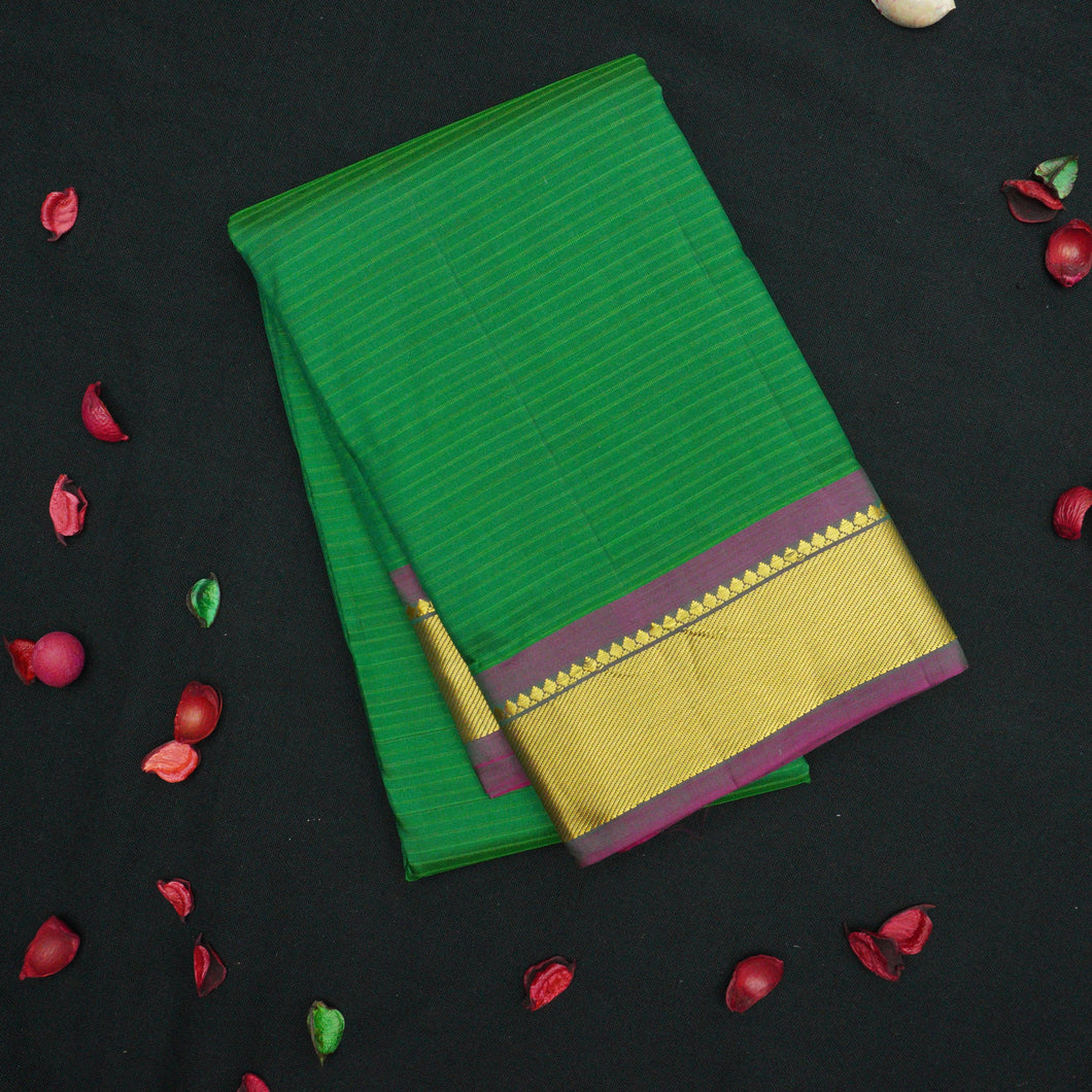 Green with Purple Kanchipuram Silk Lightweigh Saree