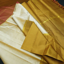 Load image into Gallery viewer, Brick Red-Ivory-White-Khaki Mubbagam Kanchipuram Silk Saree - Vivaaha Silks &amp; Sarees
