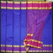 Load image into Gallery viewer, MS Blue Kanjivaram Silk Saree with Retta Pettu Border - Lightweight Silk Saree

