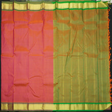 Load image into Gallery viewer, Tomato Red with Olive Green Kanchipuram Silk Sari
