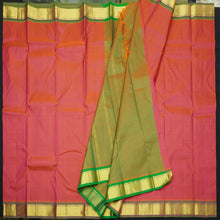 Load image into Gallery viewer, Tomato Red with Olive Green Kanchipuram Silk Sari

