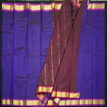 Load image into Gallery viewer, Indigo Blue Kanchipuram Silk Saree with Small Border

