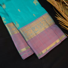 Load image into Gallery viewer, Anandha Blue Kanchipuram Silk Saree from Vivaaha Traditional Saree Collection
