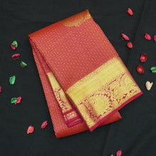 Load image into Gallery viewer, Tomato Red Kanchipuram Wedding Silk Sari with Traditional Border
